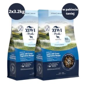 Karma dla psa ZIWI PEAK Steam&Dried Jagnięcina z Zielonymi Warzywami 2x3.2kg