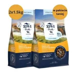 Karma dla psa ZIWI PEAK Steam&Dried Kurczak z Owocami 2x1.5kg