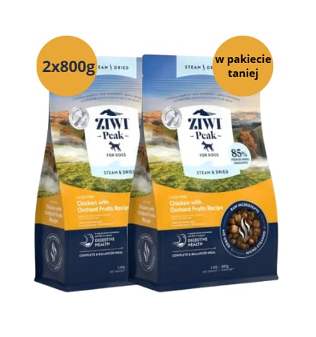 Karma dla psa ZIWI PEAK Steam&Dried Kurczak z Owocami 2x800g