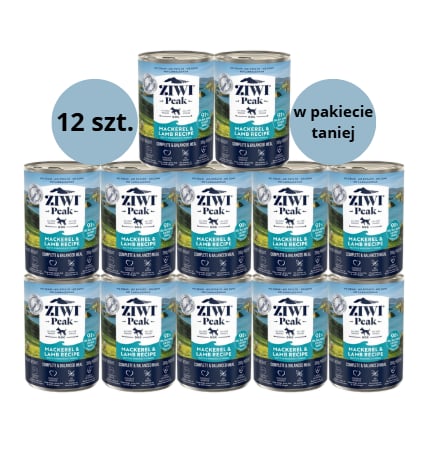 Karma dla psa ZIWI PEAK makrela jagnięcina 12x390g
