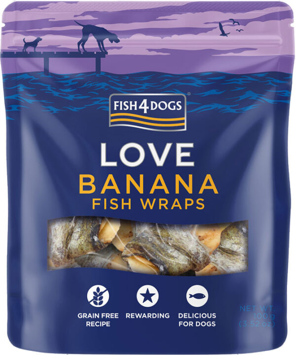 Przysmaki dla psa FISH4DOGS love banan ryba 100g