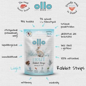 Przysmaki dla psa OLLO Air Dried Light Strips królik 80g