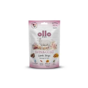 Przysmaki dla psa OLLO Air Dried Skin & Coat Strips jagnięcina 80g