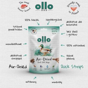 Przysmaki dla psa OLLO Air Dried strips kaczka 80g