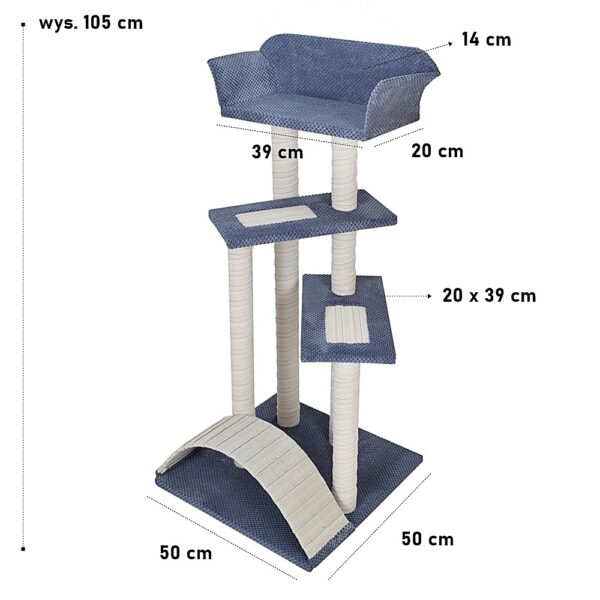 Drapak dla kota MAKSPOL nr 18 plus z leżanką różne kolory 50x50x105cm 2