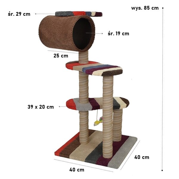 Drapak dla kota MAKSPOL nr 5 mini mix różne kolory 40x40x85cm 1