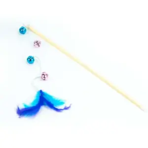 Zabawka dla kota BUBA wędka z dzwoneczkami i piórkiem 49cm