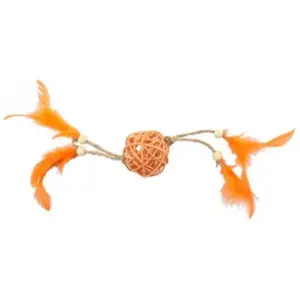 Zabawka dla kota BUBA wiklinowa kulka z piórami 15x5x5cm