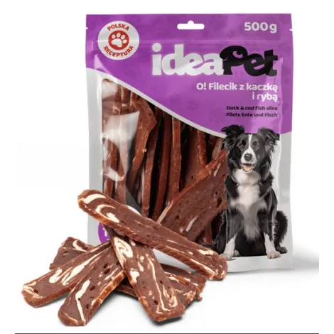 Przysmaki dla psa IDEAPET fileciki z kaczki i ryby 500g Przysmaki dla psa IDEAPET fileciki z kaczki i ryby 500g