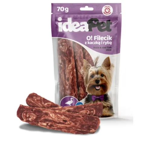 Przysmaki dla psa IDEAPET fileciki z kaczki i ryby 70g Przysmaki dla psa IDEAPET fileciki z kaczki i ryby 70g