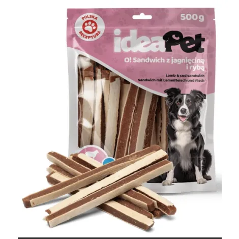 Przysmaki dla psa IDEAPET kanapka z jagnięciną i rybą 500g Przysmaki dla psa IDEAPET kanapka z jagnięciną i rybą 500g