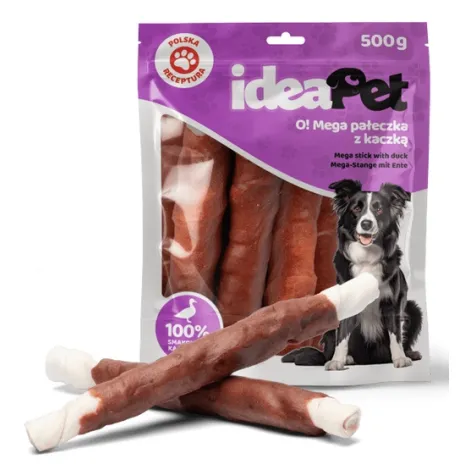 Przysmaki dla psa IDEAPET mega pałeczki z kaczki 500g Przysmaki dla psa IDEAPET mega pałeczki z kaczki 500g