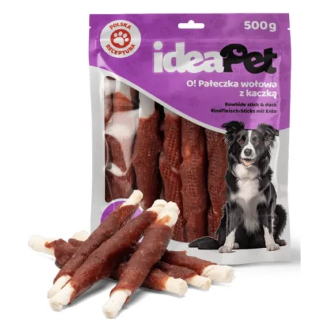 Przysmaki dla psa IDEAPET pałeczki wołowe z kaczką 500g Przysmaki dla psa IDEAPET pałeczki wołowe z kaczką 500g