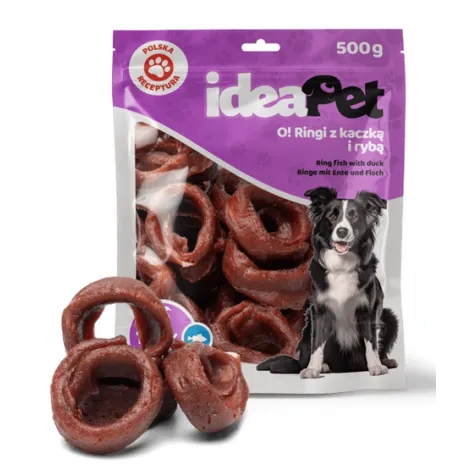 Przysmaki dla psa IDEAPET ringi z kaczki i ryby 500g Przysmaki dla psa IDEAPET ringi z kaczki i ryby 500g