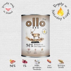Karma dla psa OLLO Plus Kolagen jeleń 400g