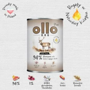 Karma dla psa OLLO Plus Kolagen jeleń 400g