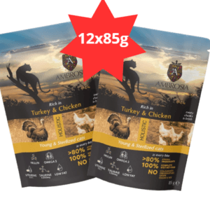 Karma dla kota AMBROSIA Wet indyk kurczak saszetka 12x85g