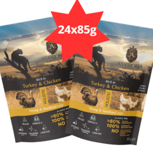 Karma dla kota AMBROSIA Wet indyk kurczak saszetka 24x85g
