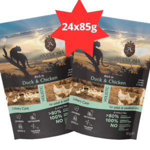 Karma dla kota AMBROSIA Wet kaczka kurczak saszetka 24x85g