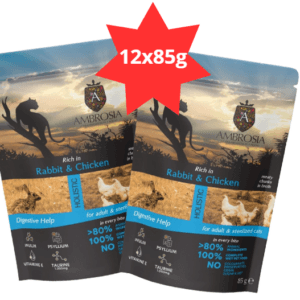 Karma dla kota AMBROSIA Wet królik kurczak saszetka 12x85g