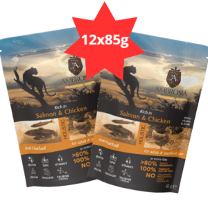 Karma dla kota AMBROSIA Wet łosoś kurczak saszetka 12x85g
