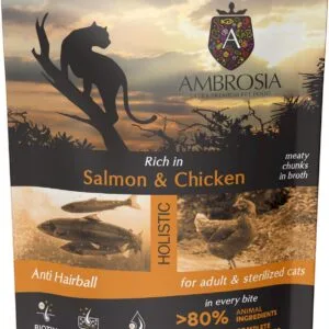 Karma dla kota AMBROSIA Wet łosoś kurczak saszetka 85g