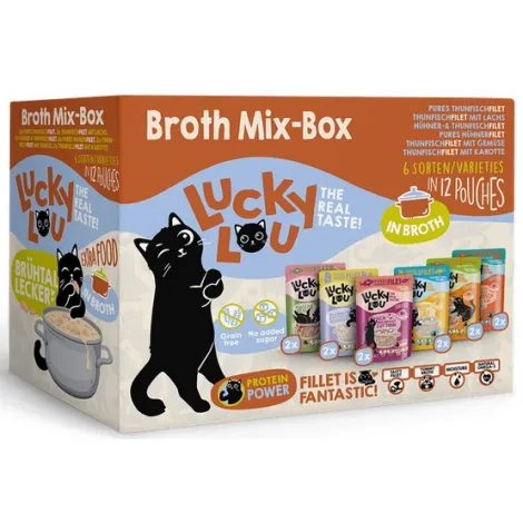 Karma dla kota LUCKY LOU Extrafood Broth-Mix w bulionie saszetki 12x70g