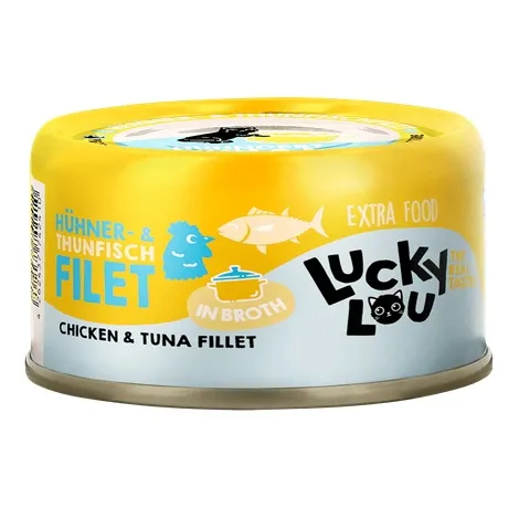 Karma dla kota LUCKY LOU Extrafood kurczak tuńczyk w bulionie puszka 70g
