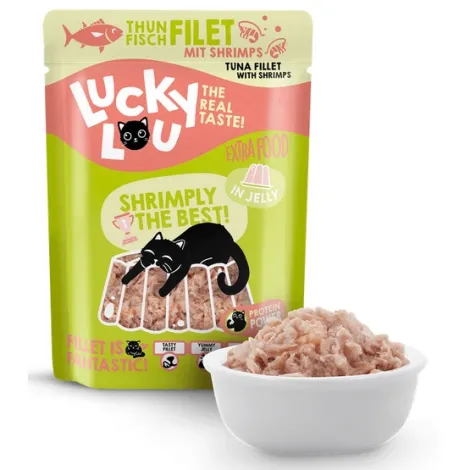 Karma dla kota LUCKY LOU Extrafood tuńczyk krewetki w galaretce saszetka 70g