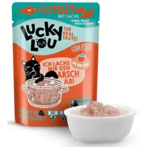 Karma dla kota LUCKY LOU Extrafood tuńczyk łosoś w bulionie 70g