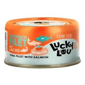 Karma dla kota LUCKY LOU Extrafood tuńczyk łosoś w bulionie puszka 70g
