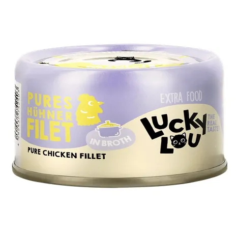 Karma dla kota LUCKY LOU extrafood kurczak w bulionie puszka 70g Karma dla kota LUCKY LOU extrafood kurczak w bulionie puszka 70g