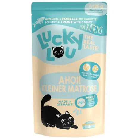 Karma dla kota LUCKY LOU kitten drób pstrąg 125g Karma dla kota LUCKY LOU kitten drób pstrąg 125g