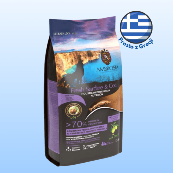 Karma dla psa AMBROSIA Mediterranean Light Świeża Sardynka i Dorsz 5kg