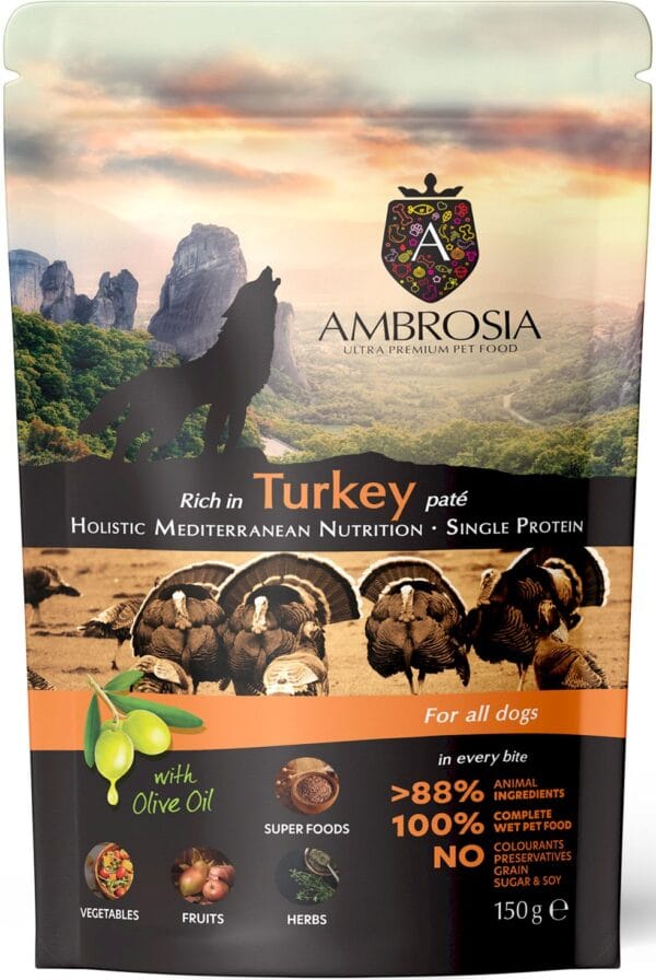 Karma dla psa AMBROSIA Wet Mediterranean indyk 150g