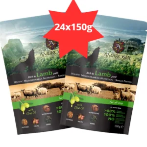 Karma dla psa AMBROSIA Wet Mediterranean jagnięcina 24x150g