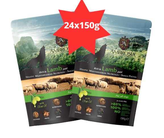 Karma dla psa AMBROSIA Wet Mediterranean jagnięcina 24x150g