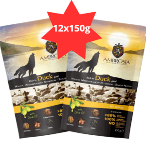 Karma dla psa AMBROSIA Wet Mediterranean kaczka 12x150g