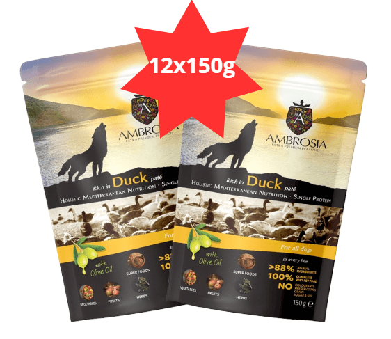 Karma dla psa AMBROSIA Wet Mediterranean kaczka 12x150g