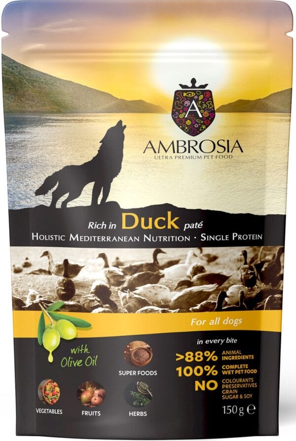 Karma dla psa AMBROSIA Wet Mediterranean kaczka 150g