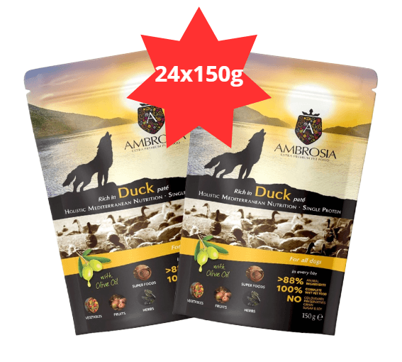 Karma dla psa AMBROSIA Wet Mediterranean kaczka 24x150g