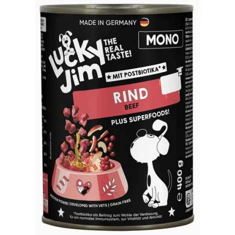 Karma dla psa LUCKY JIM Mono wołowina 400g Karma dla psa LUCKY JIM Mono wołowina 400g