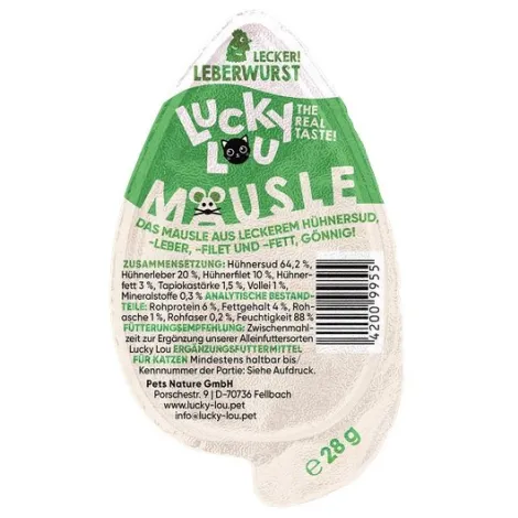 Przysmaki dla kota LUCKY LOU mausle kiełbasa z wątróbki 28g