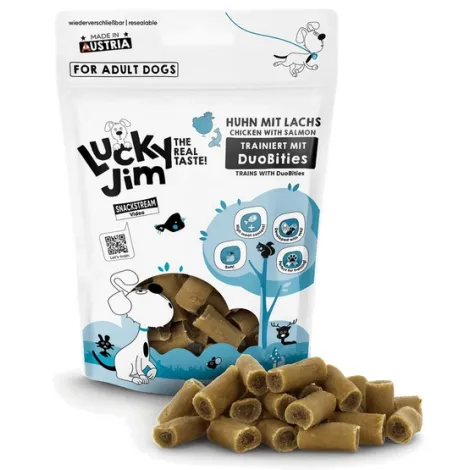 Przysmaki dla psa LUCKY JIM DuoBities kurczak łosoś 70g Przysmaki dla psa LUCKY JIM DuoBities kurczak łosoś 70g