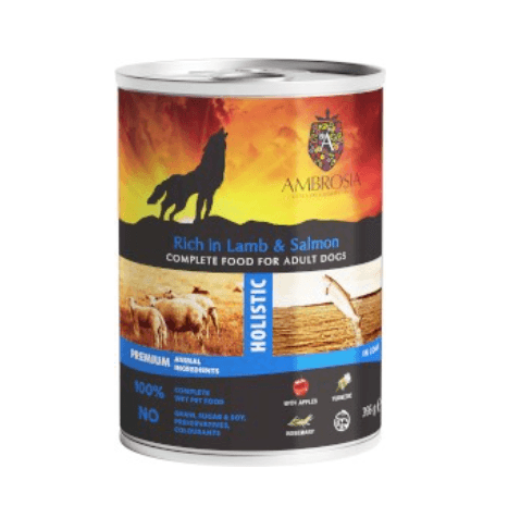 Karma dla psa AMBROSIA pasztet jagnięcina łosoś jabłko 395g Karma dla psa AMBROSIA pasztet jagnięcina łosoś jabłko 395g