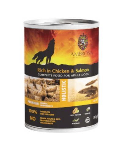AMBROSIA Dog Adult Chicken / Salmon Kurczak Łosoś i Papaja 395g AMBROSIA Dog Adult Chicken / Salmon Kurczak Łosoś i Papaja 395g