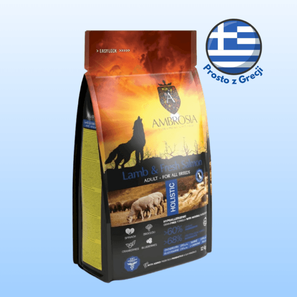 Karma dla psa AMBROSIA Jagnięcina i Świeży Łosoś 2kg