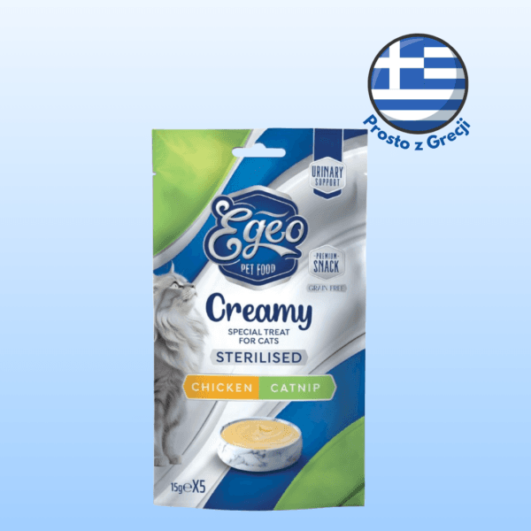 Przysmaki dla kota EGEO sterylizacja urinary pasta kurczak kocimiętka 5x15g