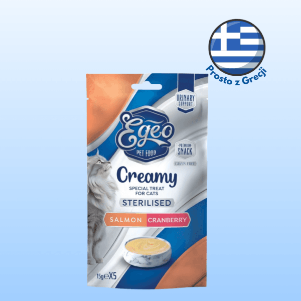 Przysmaki dla kota EGEO sterylizacja urinary pasta łosoś żurawina 5x15g