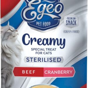 Przysmaki dla kota EGEO sterylizacja urinary pasta wołowina żurawina 5x15g